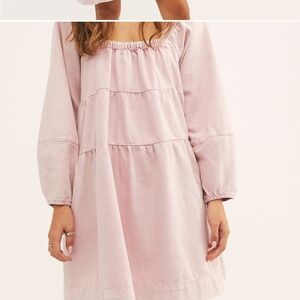 Free People Lou Jean Babydoll Pink Dress